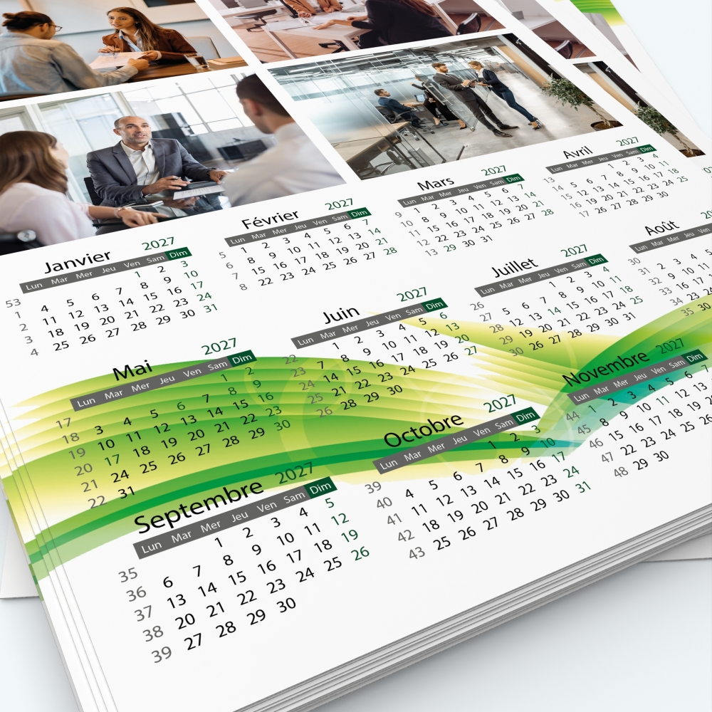 Calendrier photo une page XL - Grille calendaire personnalisable
