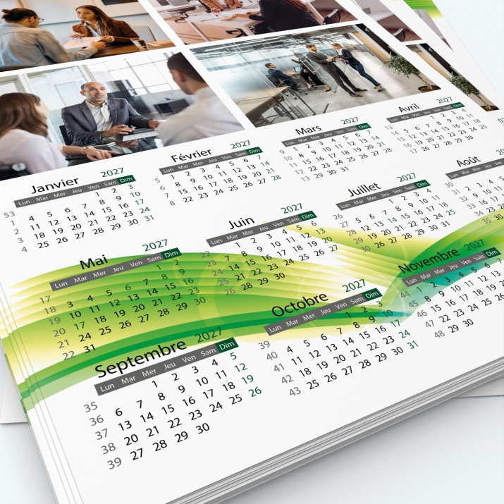 Calendrier photo une page XL - Grille calendaire personnalisable