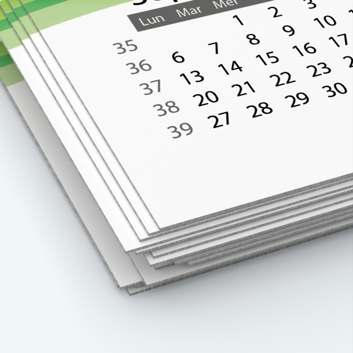 Calendrier photo une page XL - Papier épais rigide 400 g/m2
