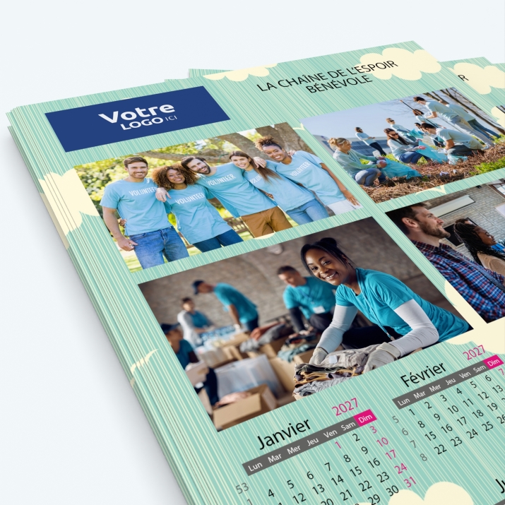 Calendrier photo une page - Nombre de photos, logos et texte illimité