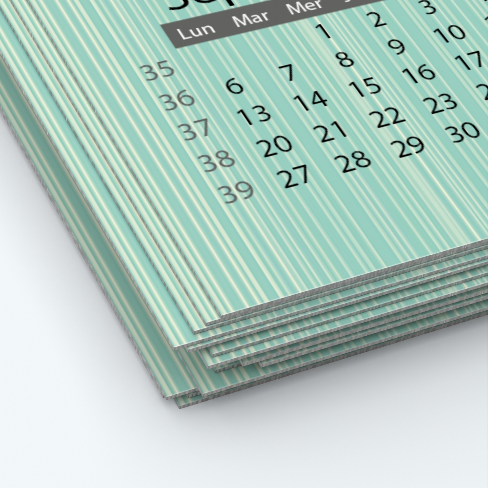 Calendrier photo une page - Papier épais rigide 400 g/m2