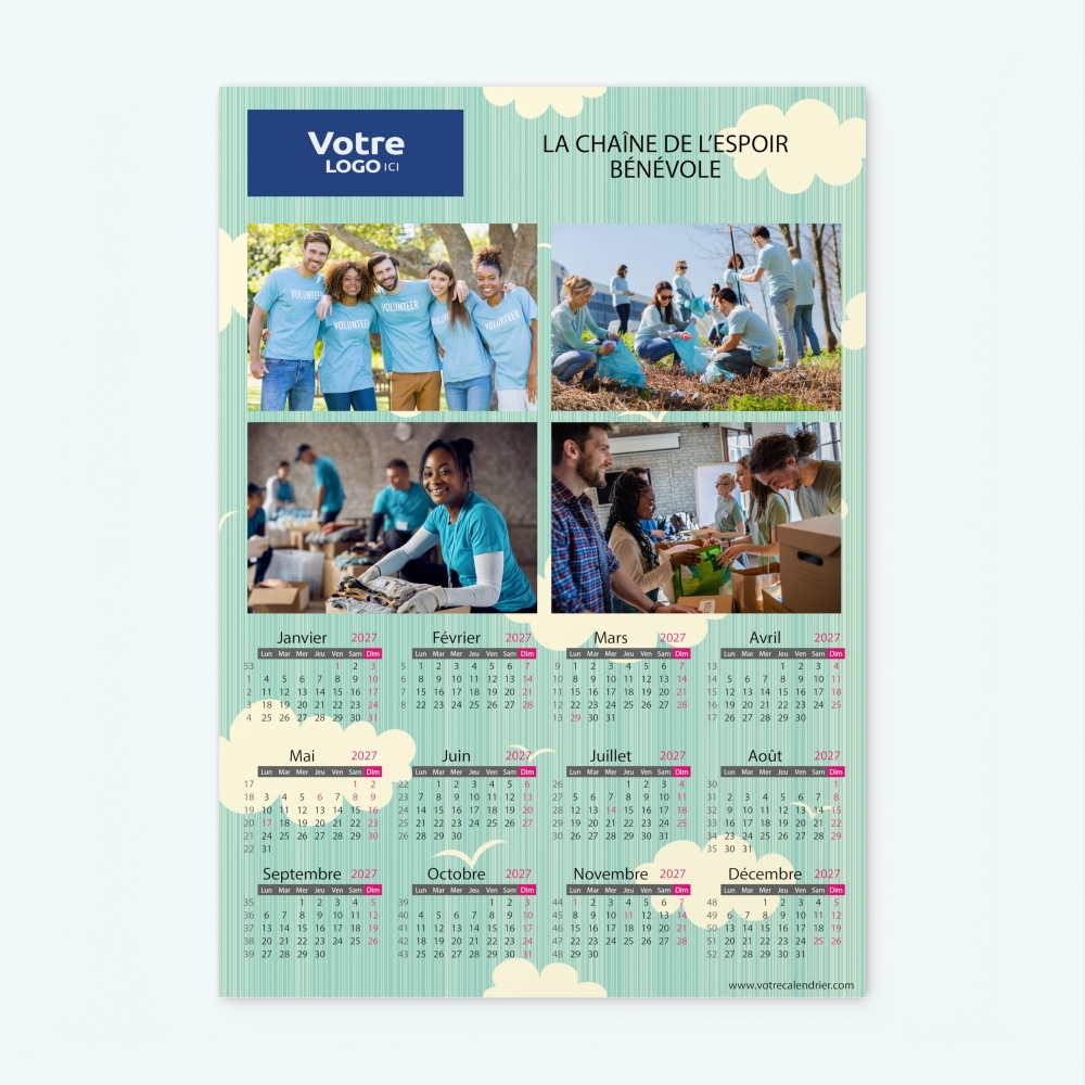 Calendrier photo une page XL