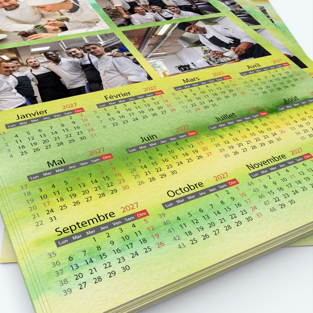 Calendrier photo une page - Grille calendaire personnalisable