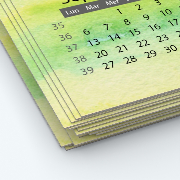 Calendrier photo une page - Papier épais rigide 400 g/m2