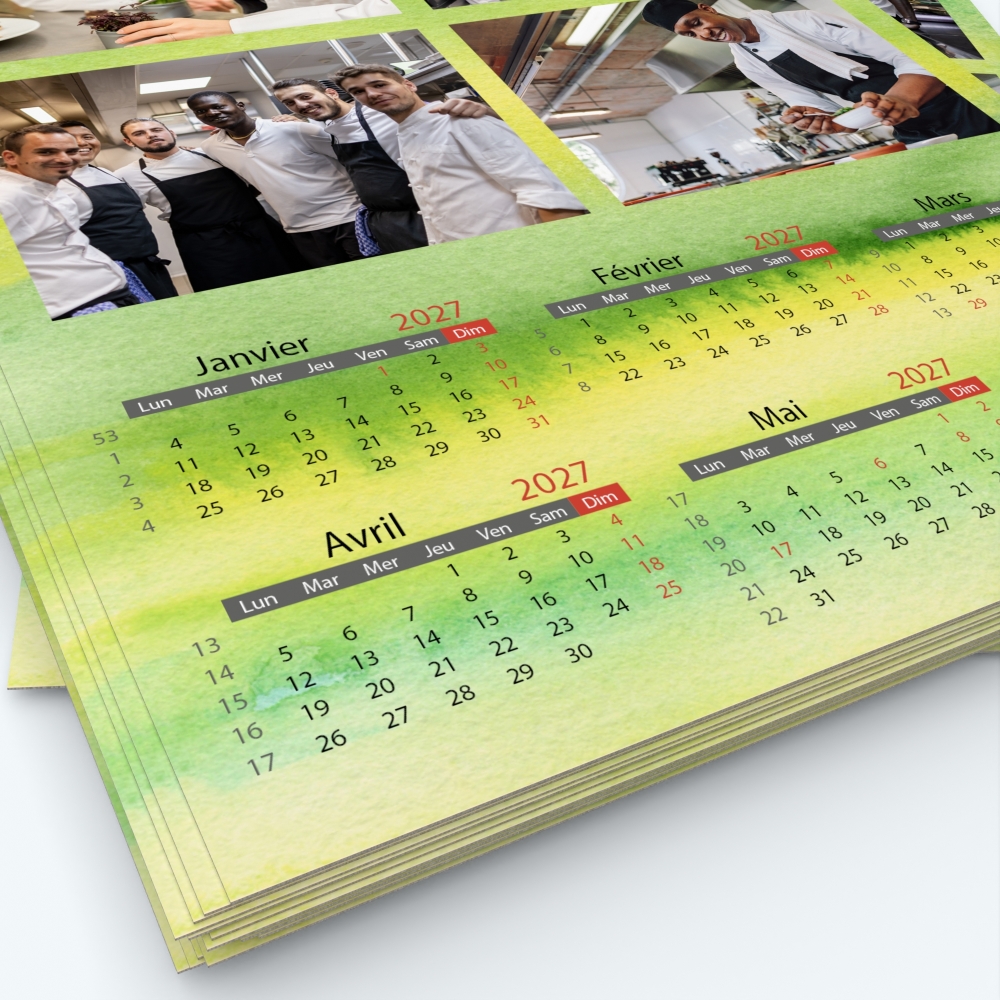 Calendrier photo deux pages - Grille calendaire personnalisable