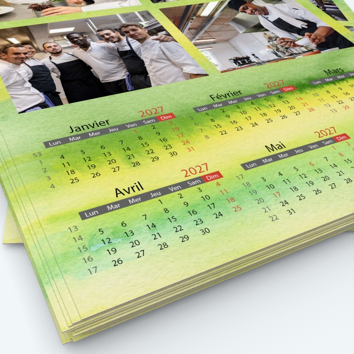 Calendrier photo deux pages - Grille calendaire personnalisable