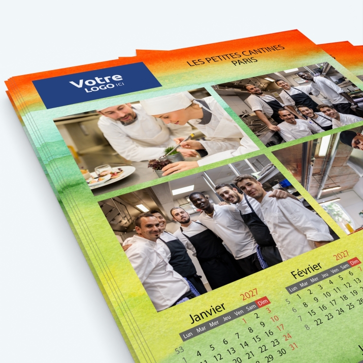 Calendrier photo une page XL - Nombre de photos, logos et texte illimité