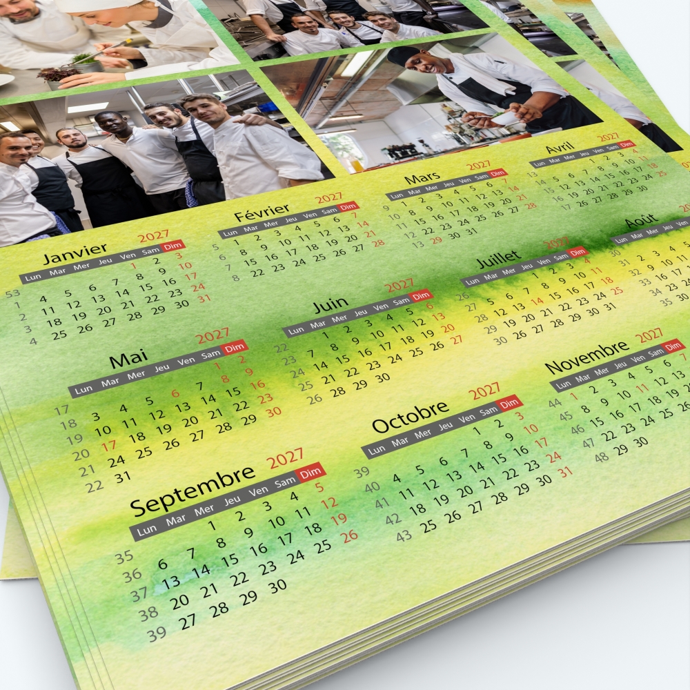 Calendrier photo une page XL - Grille calendaire personnalisable