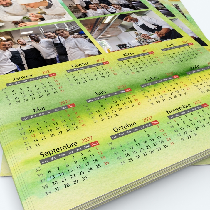 Calendrier photo une page XL - Grille calendaire personnalisable