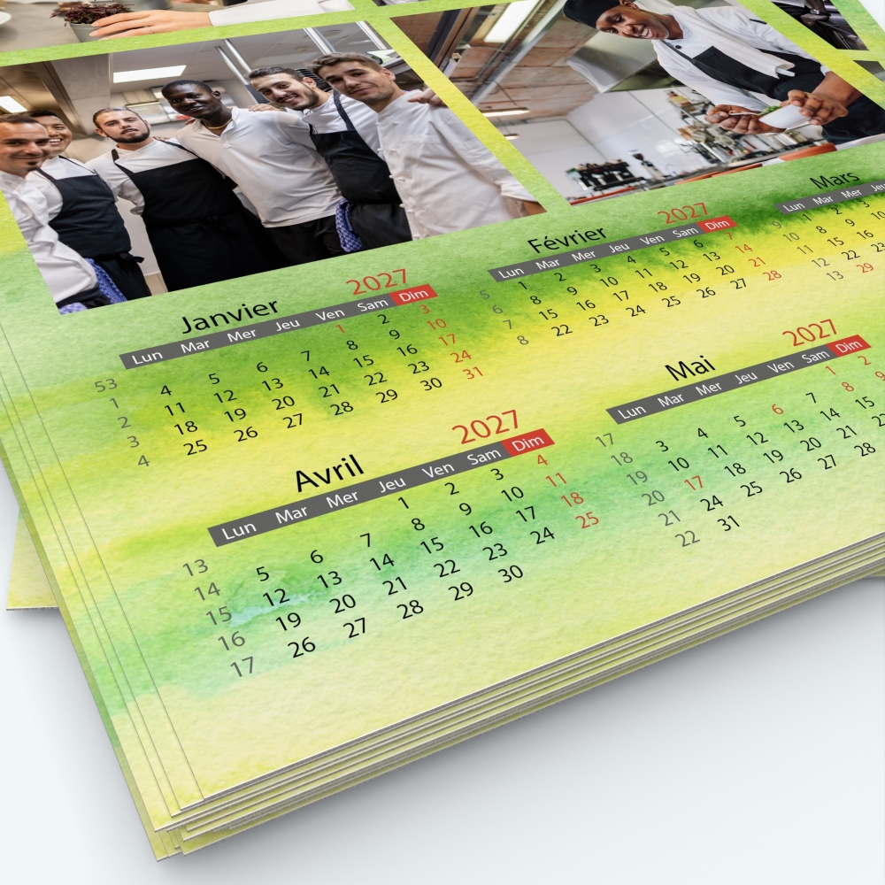 Calendrier photo deux pages XL - Grille calendaire personnalisable
