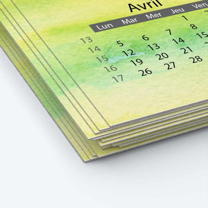 Calendrier photo deux pages XL - Papier épais rigide 400 g/m2
