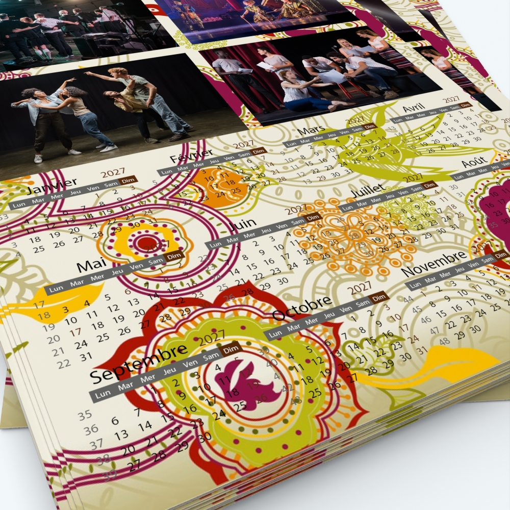 Calendrier photo une page - Grille calendaire personnalisable
