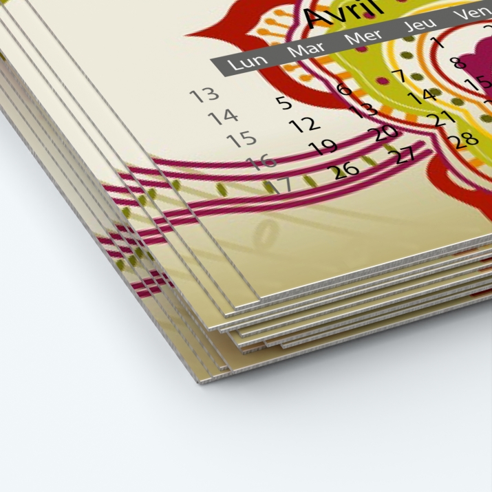 Calendrier photo deux pages XL - Papier épais rigide 400 g/m2