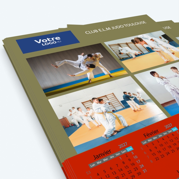 Calendrier photo une page XL - Nombre de photos, logos et texte illimité