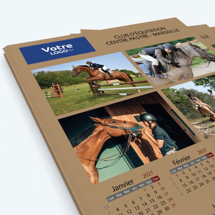 Calendrier photo une page XL - Nombre de photos, logos et texte illimité
