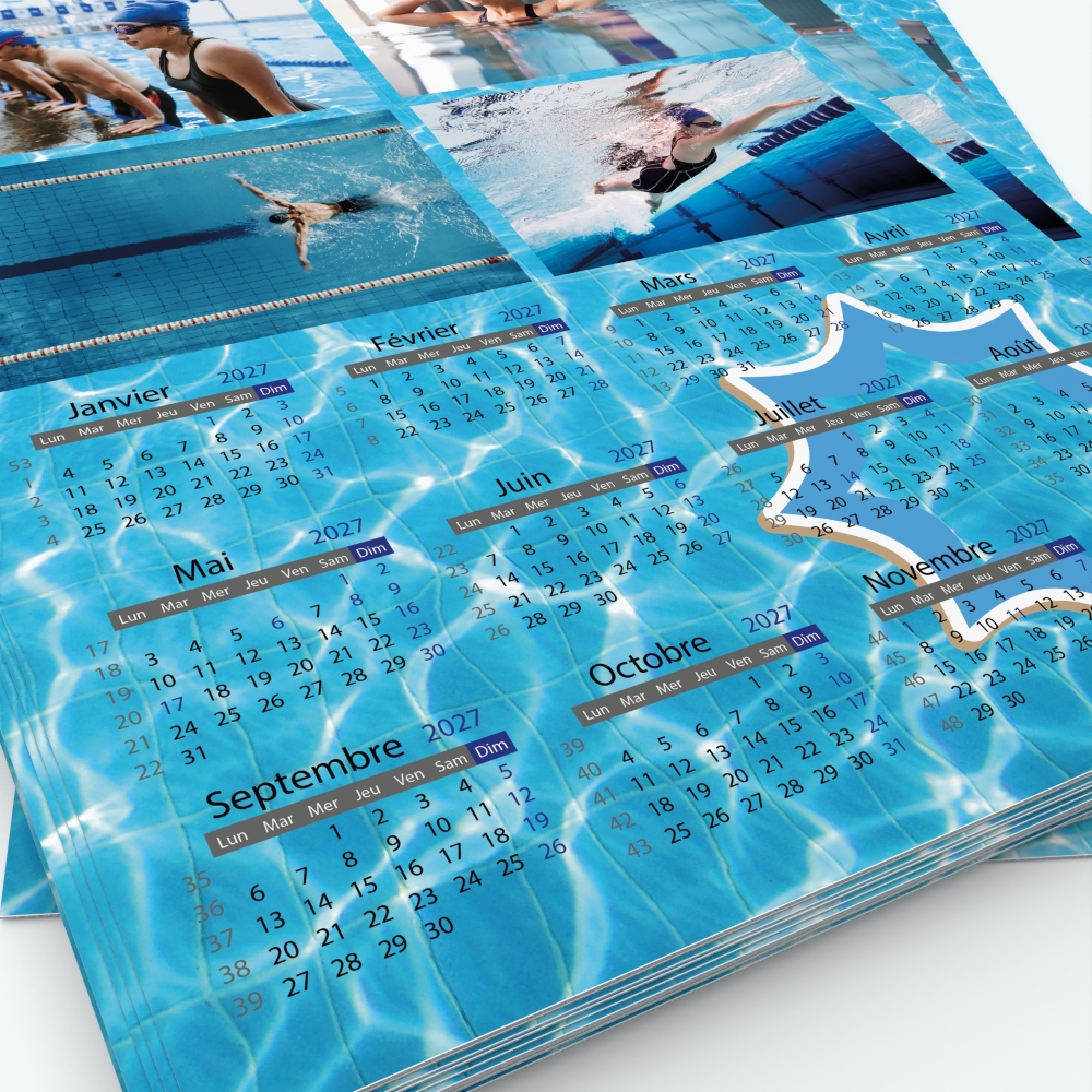 Calendrier photo une page XL - Grille calendaire personnalisable