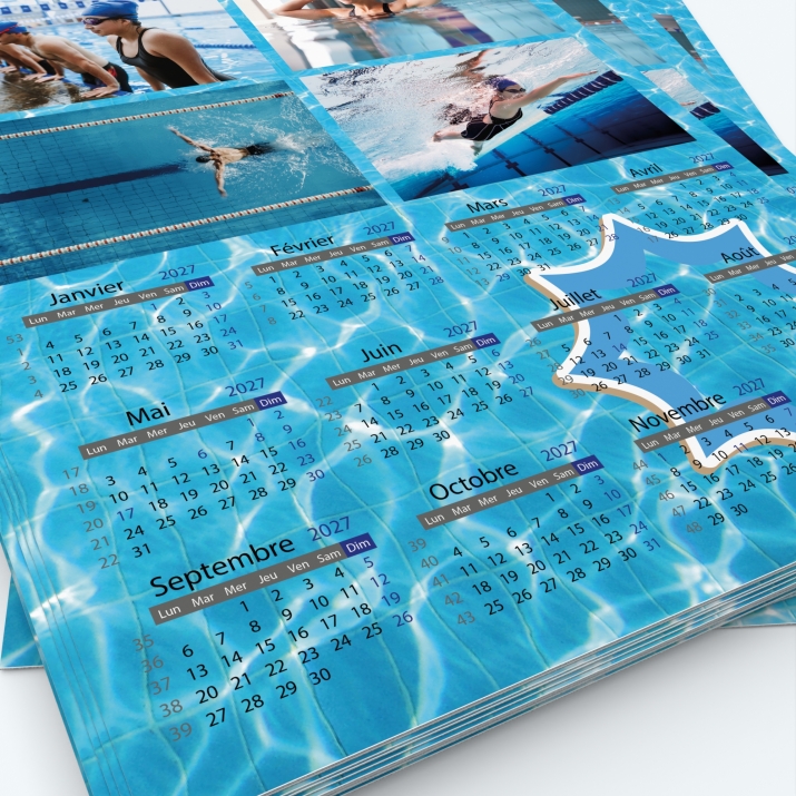 Calendrier photo une page XL - Grille calendaire personnalisable