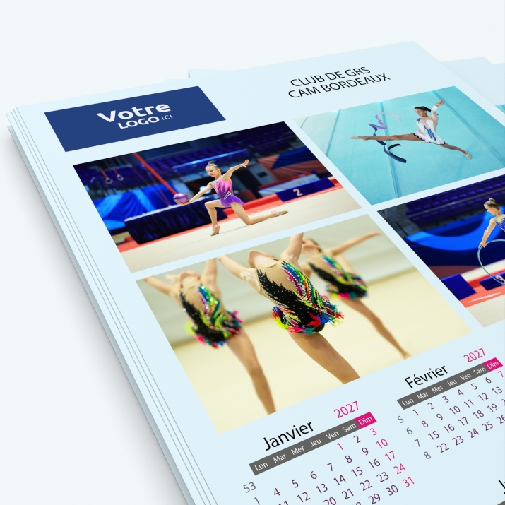 Calendrier photo une page XL - Nombre de photos, logos et texte illimité