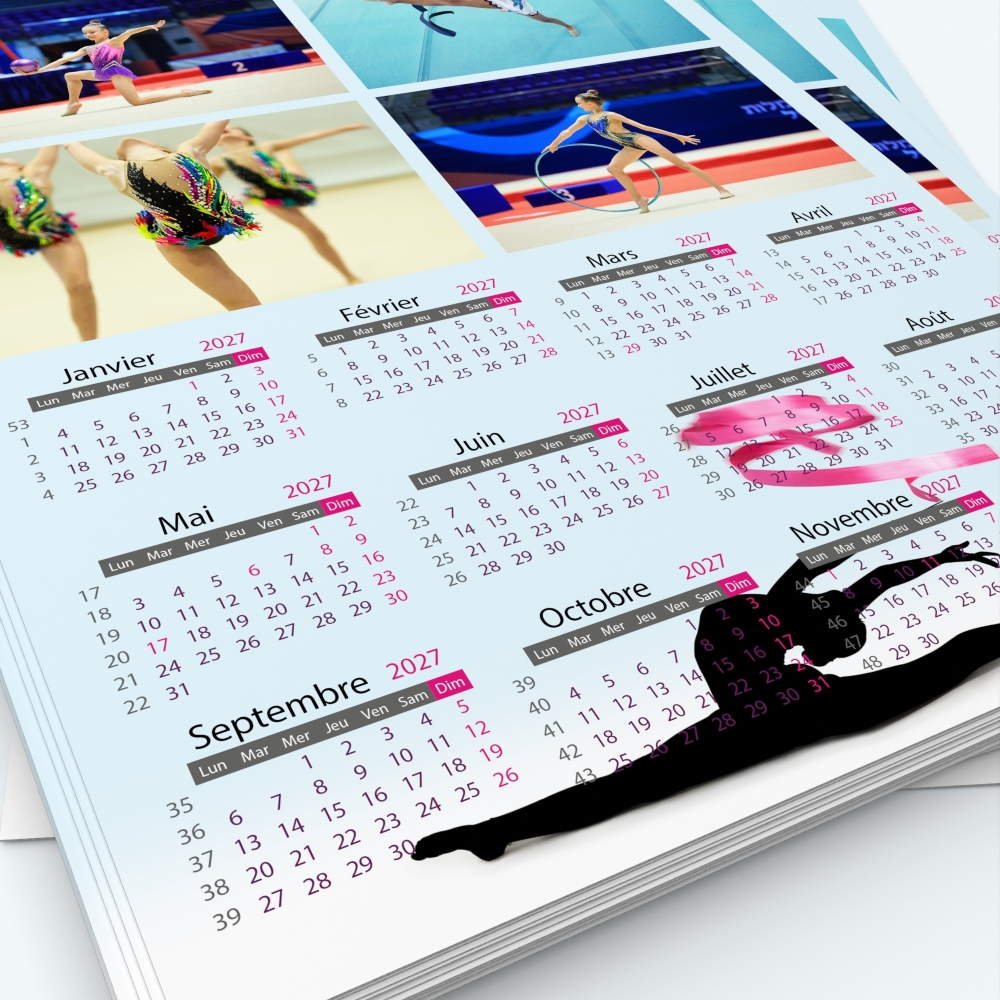 Calendrier photo une page XL - Grille calendaire personnalisable