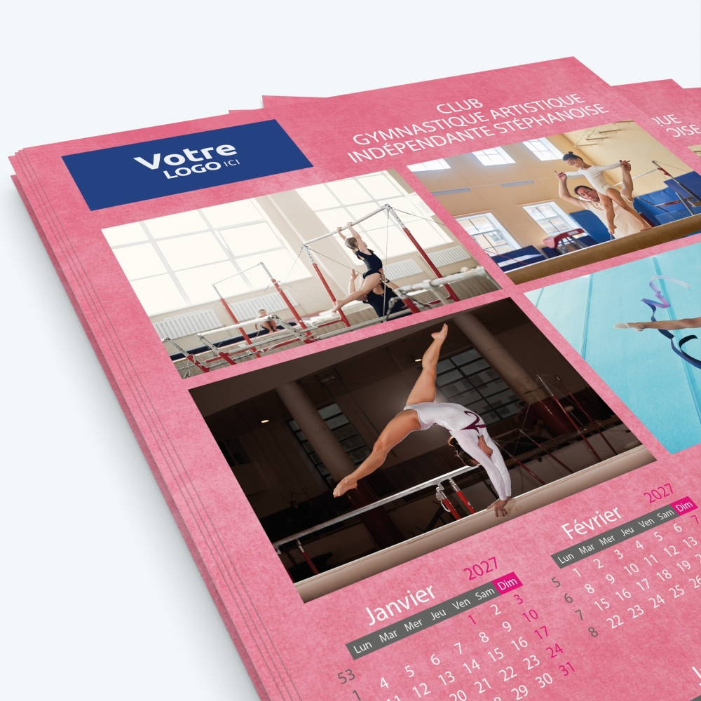 Calendrier photo une page XL - Nombre de photos, logos et texte illimité