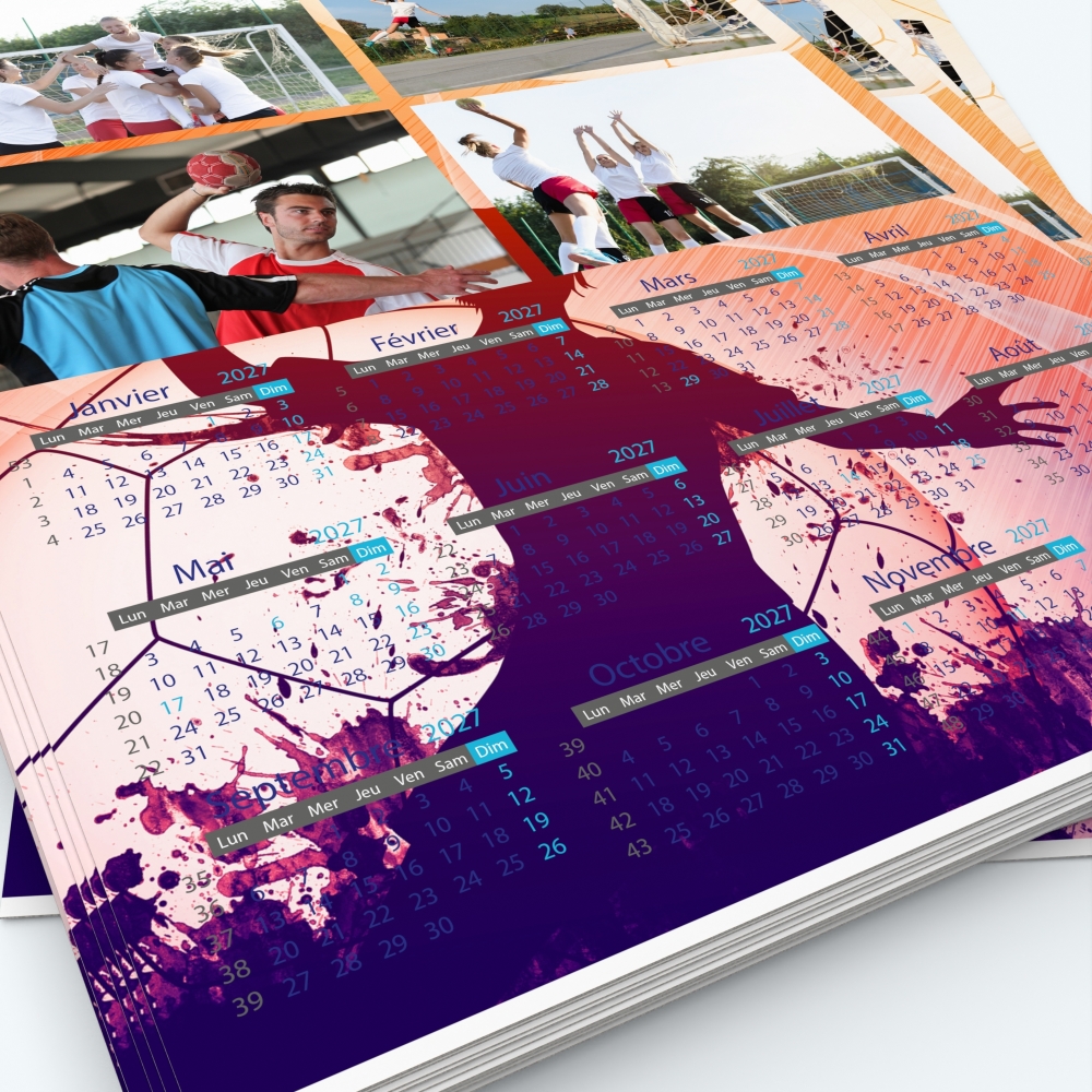 Calendrier photo une page XL - Grille calendaire personnalisable