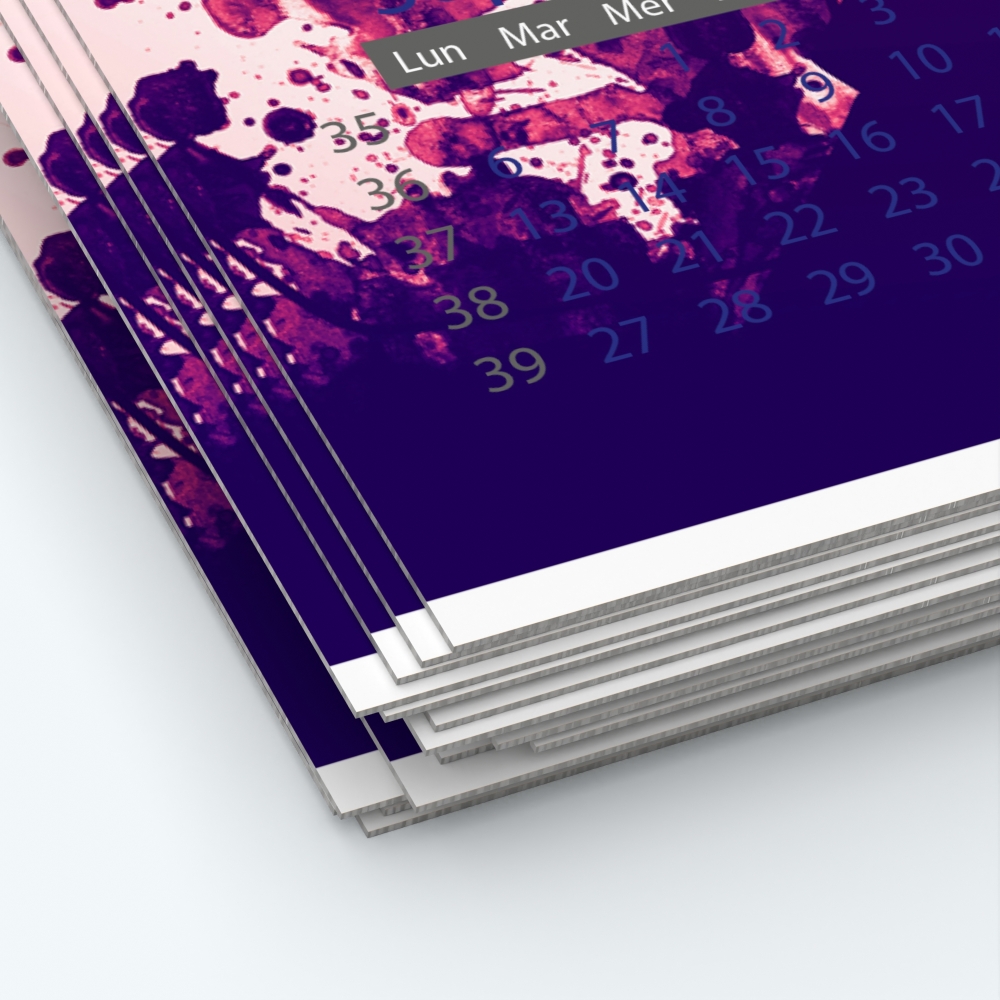 Calendrier photo une page XL - Papier épais rigide 400 g/m2
