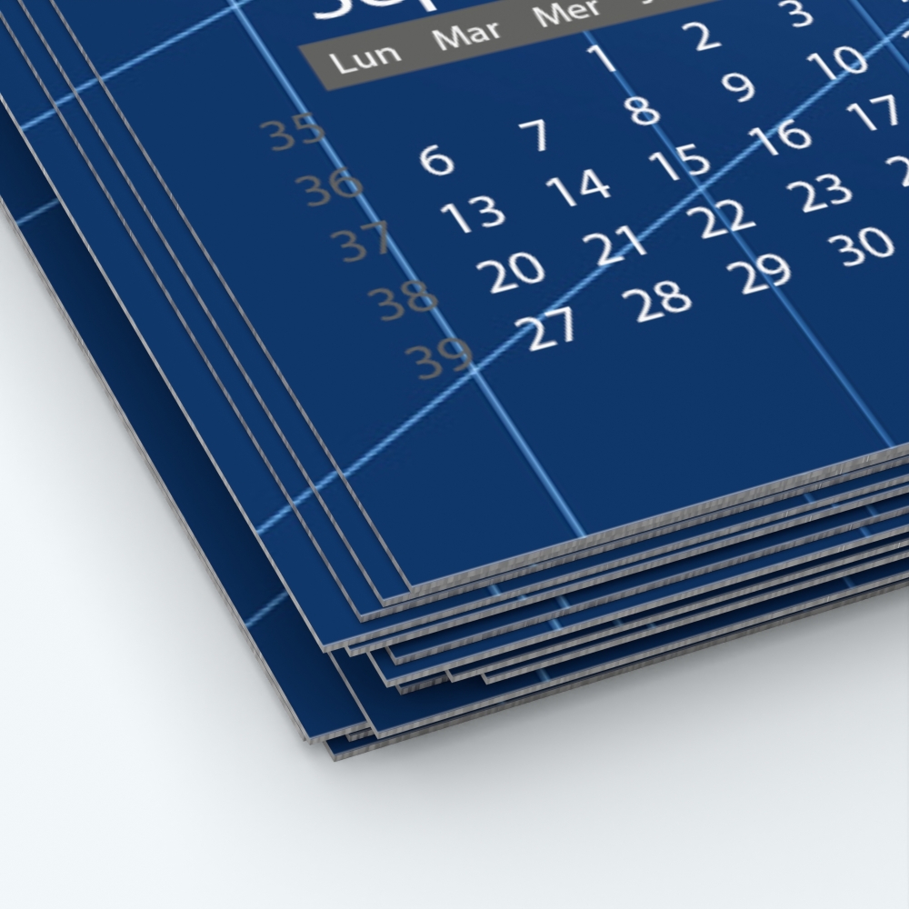Calendrier photo une page - Papier épais rigide 400 g/m2