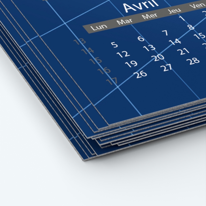Calendrier photo deux pages - Papier épais rigide 400 g/m2