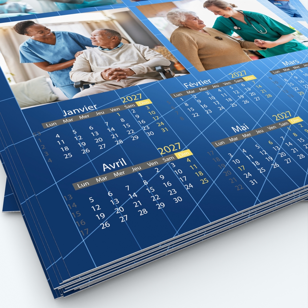 Calendrier photo deux pages XL - Grille calendaire personnalisable