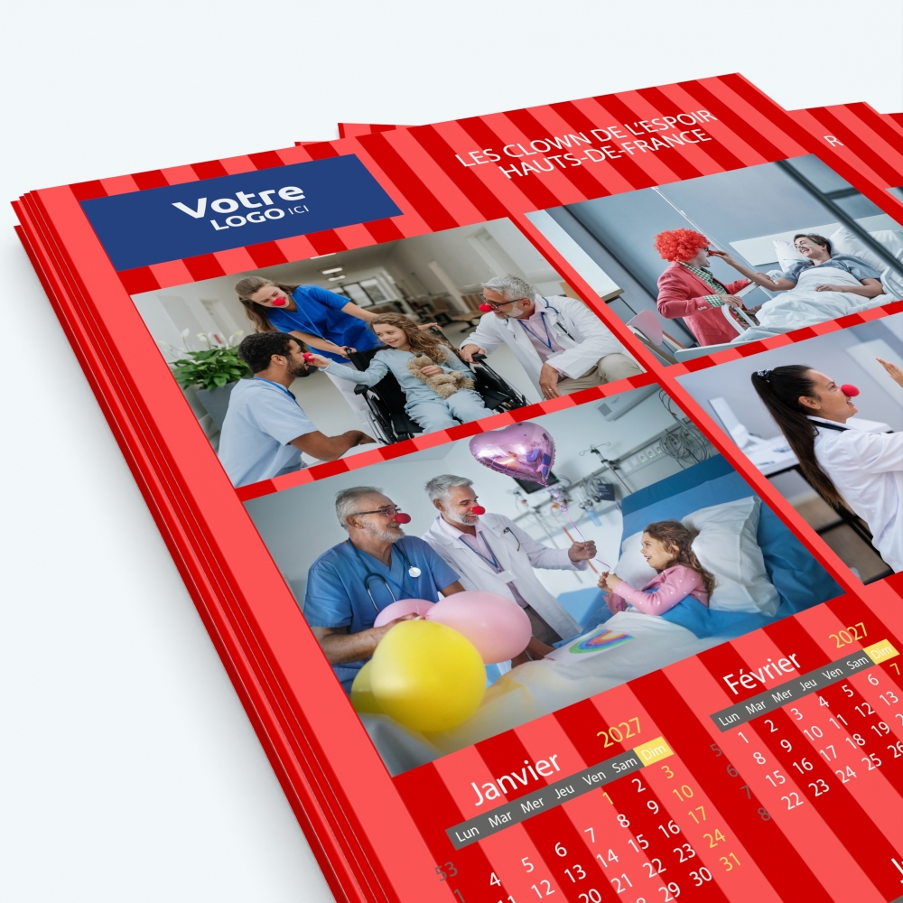 Calendrier photo une page XL - Nombre de photos, logos et texte illimité