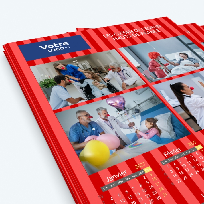 Calendrier photo une page XL - Nombre de photos, logos et texte illimité