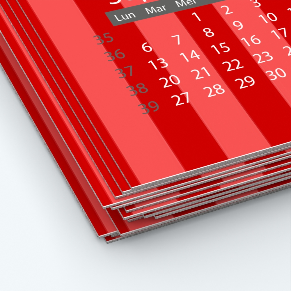 Calendrier photo une page XL - Papier épais rigide 400 g/m2