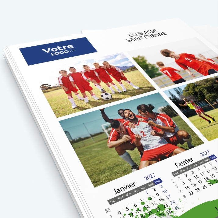 Calendrier photo une page XL - Nombre de photos, logos et texte illimité