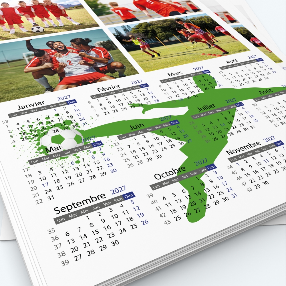 Calendrier photo une page XL - Grille calendaire personnalisable