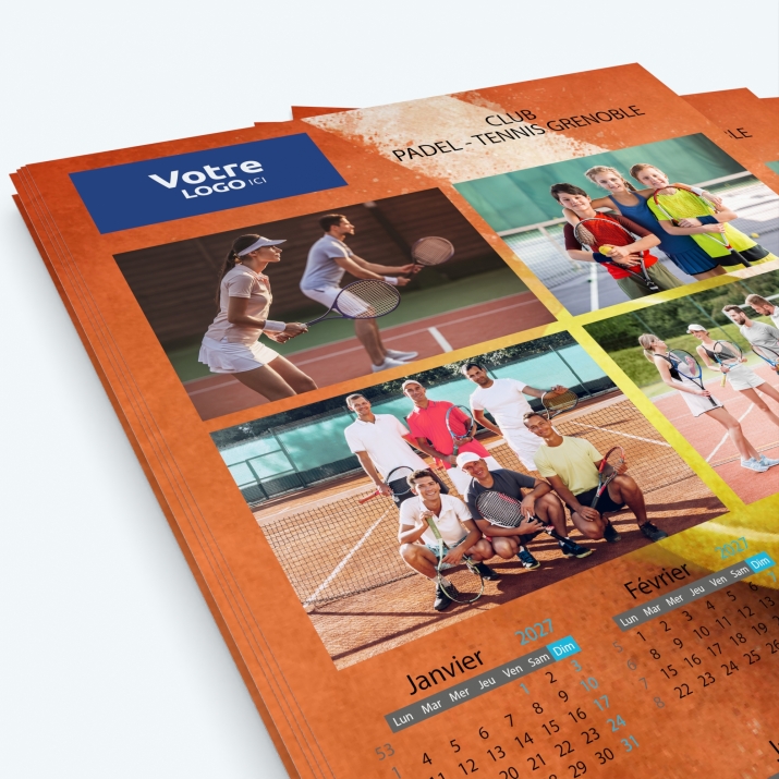 Calendrier photo une page XL - Nombre de photos, logos et texte illimité