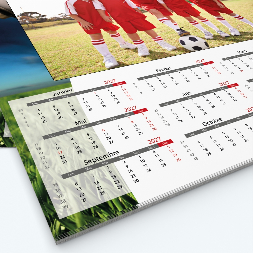 Calendrier photo Maillot de Football - Grille calendaire personnalisable