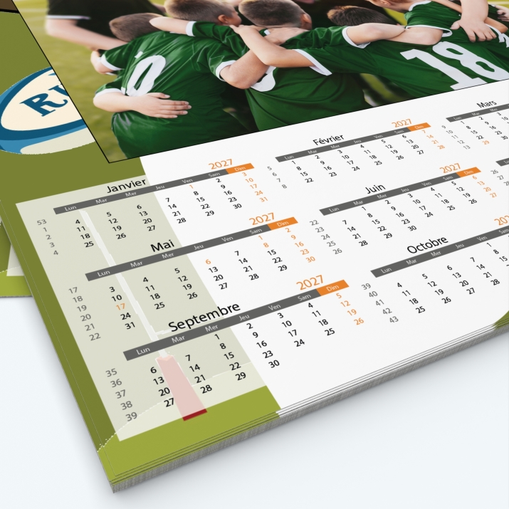 Calendrier photo Maillot de Rugby - Grille calendaire personnalisable