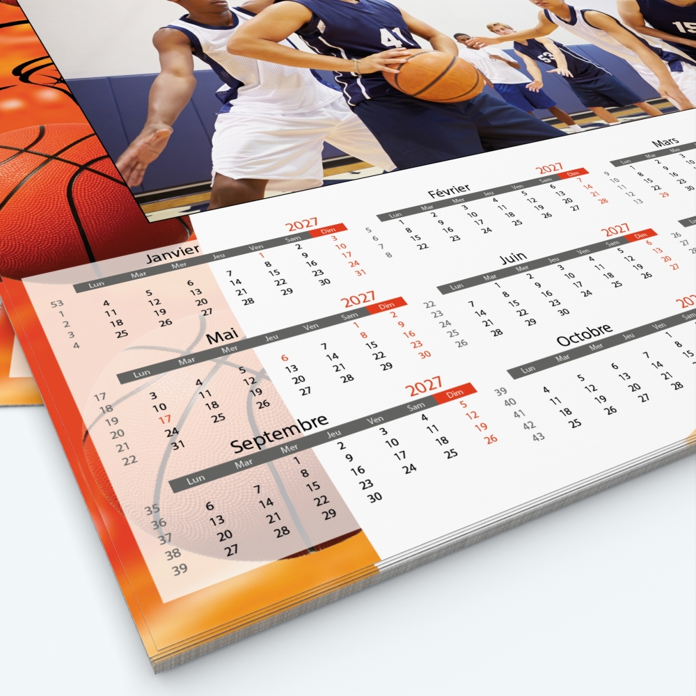 Calendrier photo Maillot de Basket - Grille calendaire personnalisable