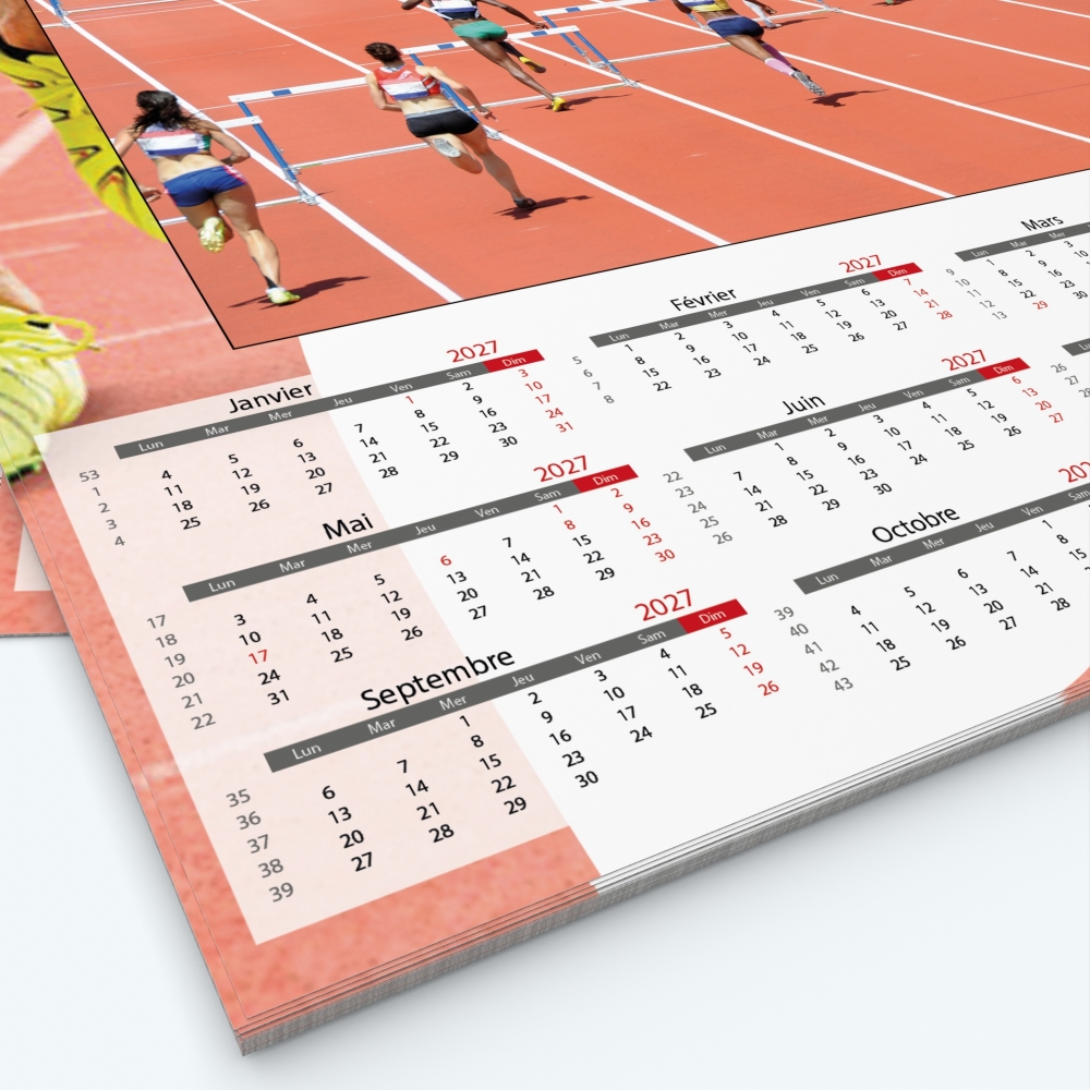 Calendrier photo Maillot Athlétisme - Grille calendaire personnalisable