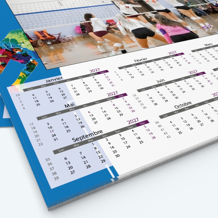 Calendrier photo Maillot de Volley - Grille calendaire personnalisable