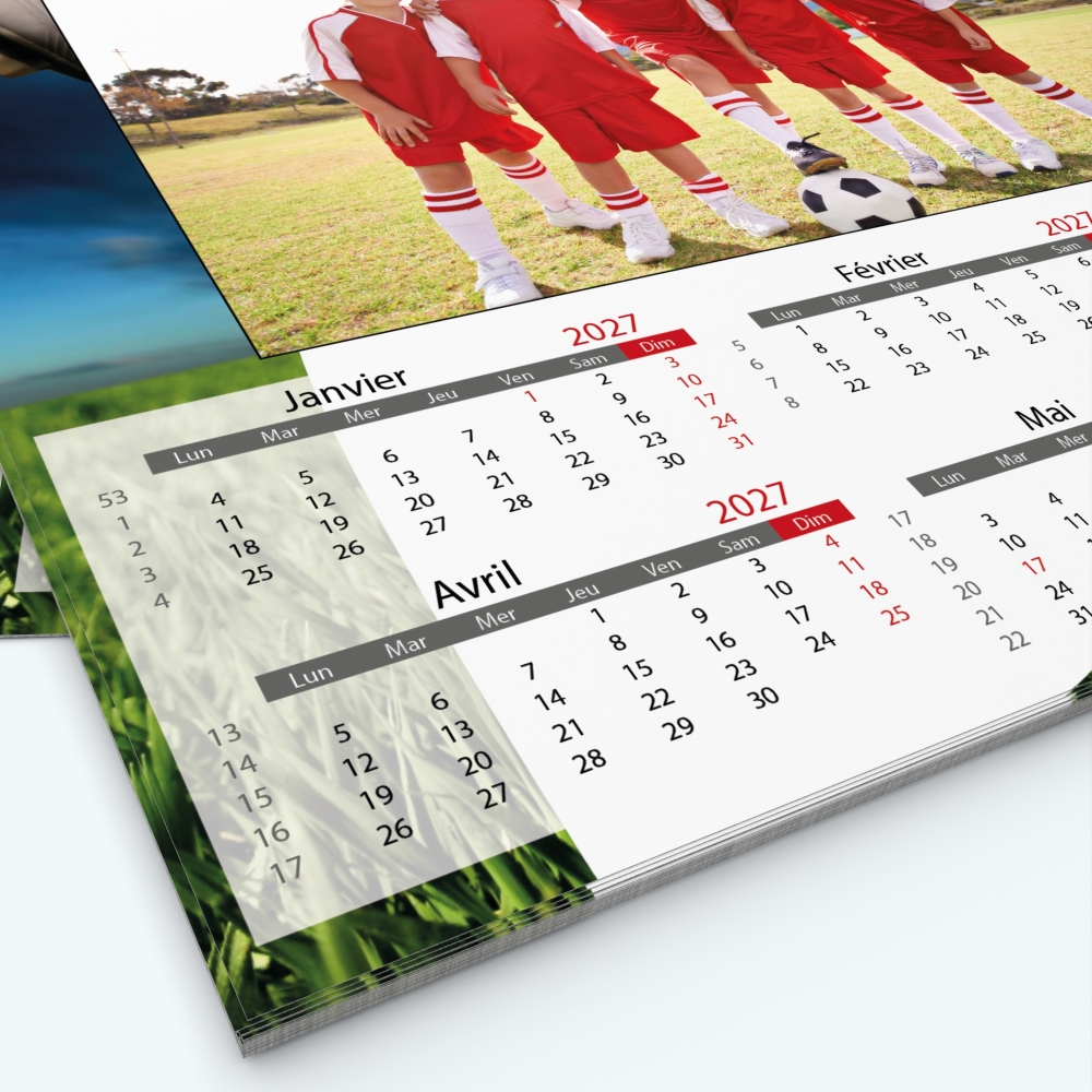 Calendrier photo Maillot de Football - Grille calendaire personnalisable