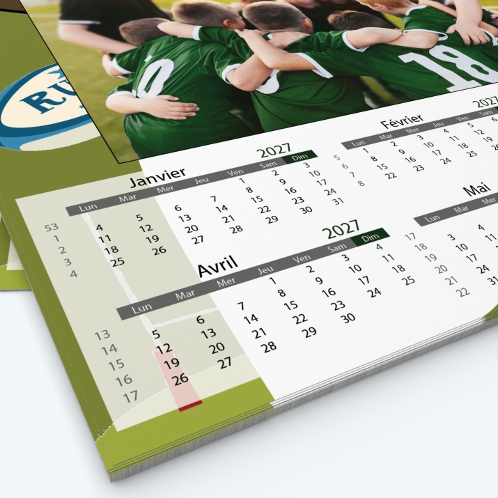 Calendrier photo Maillot de Rugby - Grille calendaire personnalisable