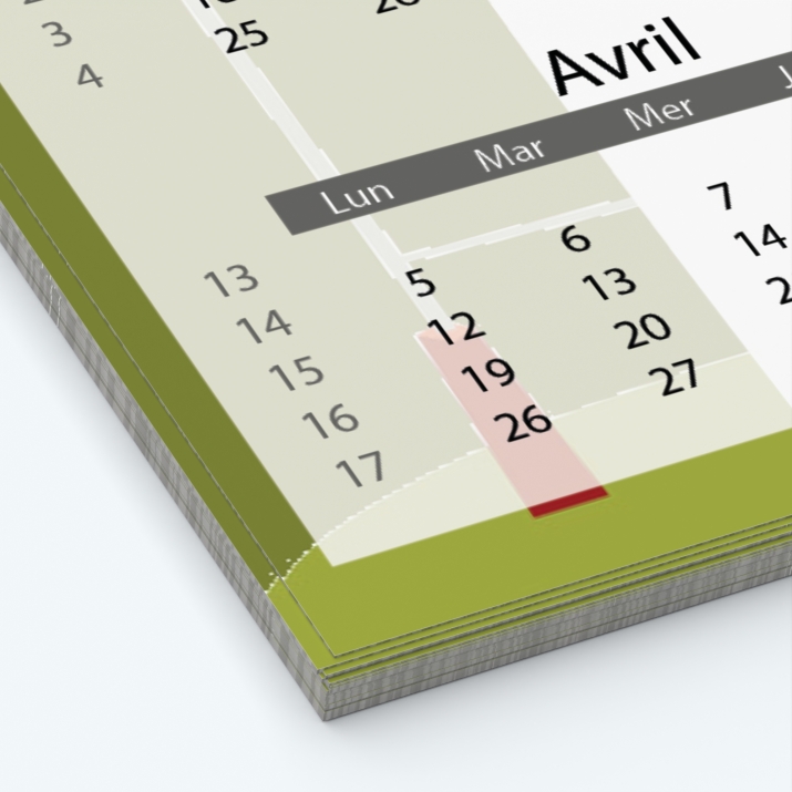 Calendrier photo Maillot de Rugby - Papier épais rigide 400 g/m2