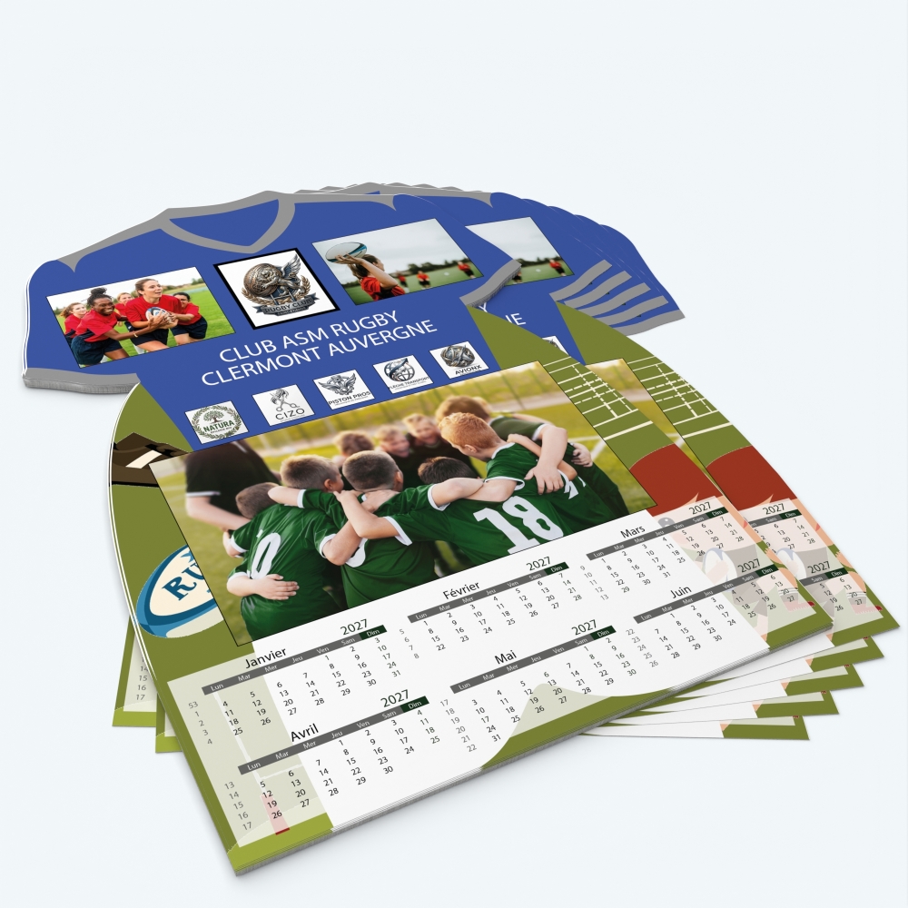 Calendrier photo Maillot de Rugby - Minimum de commande : 25 exemplaires