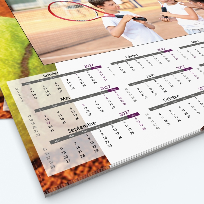 Calendrier photo Maillot de Tennis - Grille calendaire personnalisable