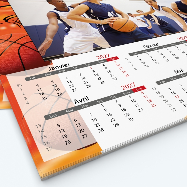 Calendrier photo Maillot de Basket - Grille calendaire personnalisable