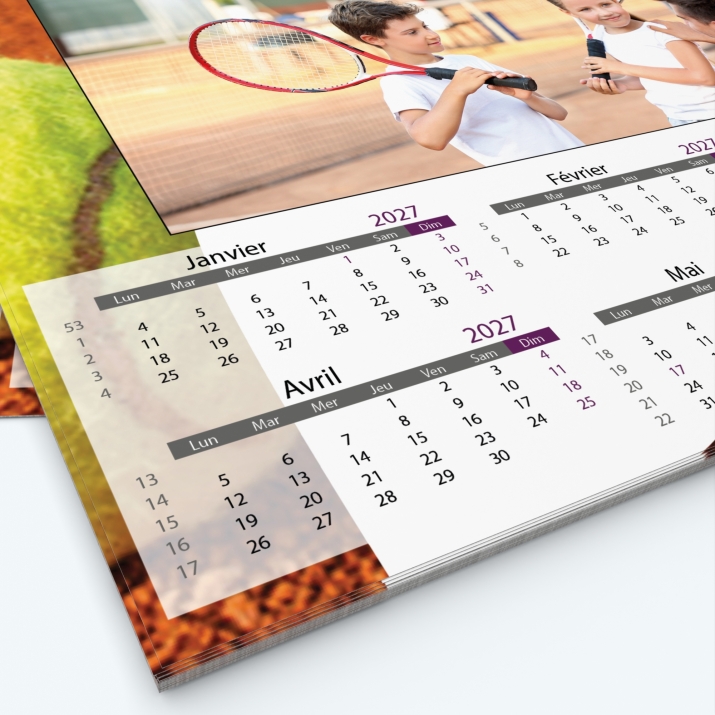Calendrier photo Maillot de Tennis - Grille calendaire personnalisable