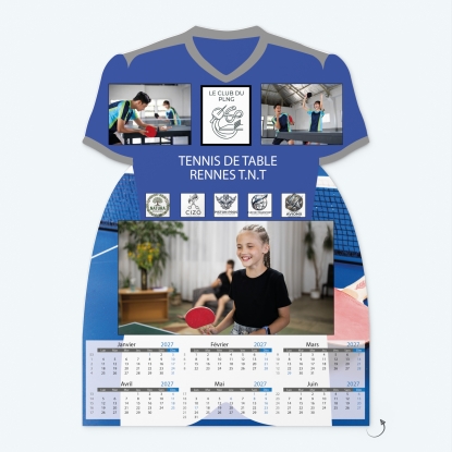 Calendrier photo Maillot Tennis de table
