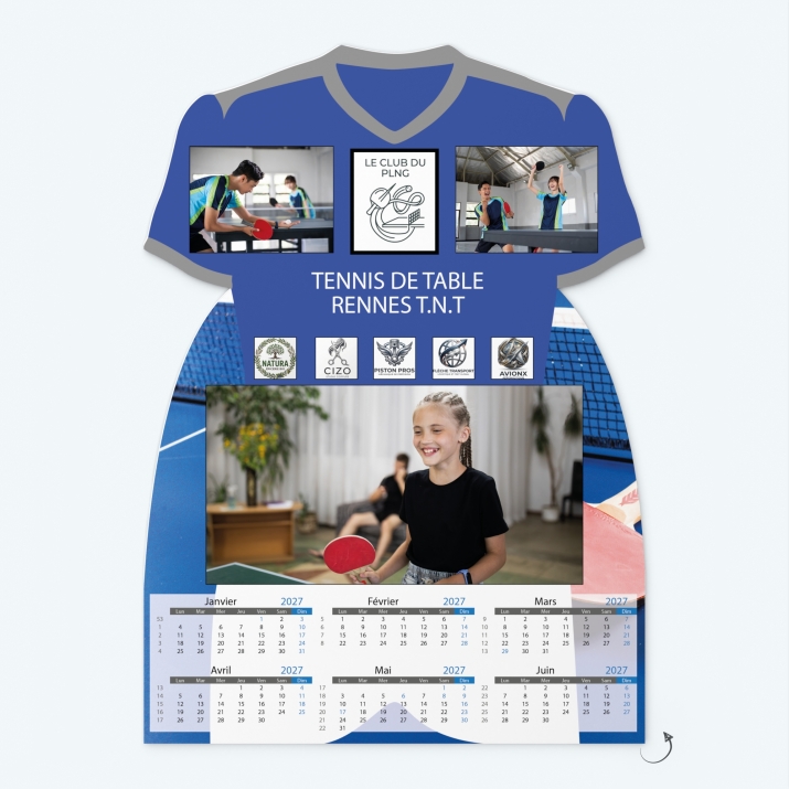 Calendrier photo Maillot Tennis de table