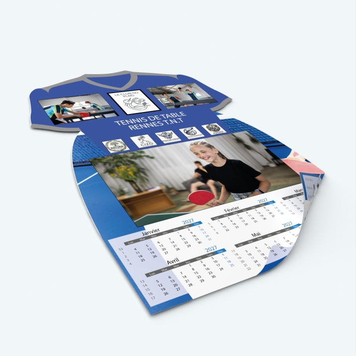 Calendrier photo Maillot Tennis de table - Impression recto/verso pour plus de photos